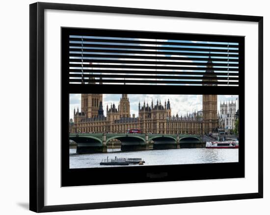 Window View of Parliament and Westminster Bridge - Big Ben - River Thames - City of London - UK-Philippe Hugonnard-Framed Photographic Print