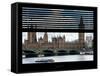 Window View of Parliament and Westminster Bridge - Big Ben - River Thames - City of London - UK-Philippe Hugonnard-Framed Stretched Canvas