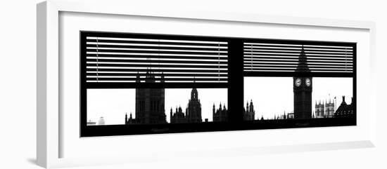 Window View of Parliament and Westminster Bridge - Big Ben - River Thames - City of London - UK-Philippe Hugonnard-Framed Photographic Print