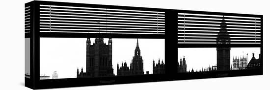 Window View of Parliament and Westminster Bridge - Big Ben - River Thames - City of London - UK-Philippe Hugonnard-Stretched Canvas