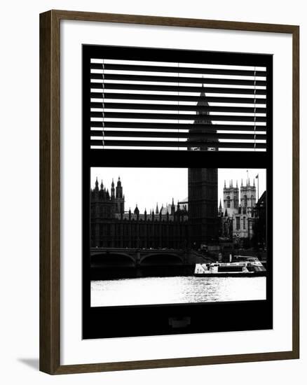 Window View of Parliament and Westminster Bridge - Big Ben - River Thames - City of London - UK-Philippe Hugonnard-Framed Photographic Print