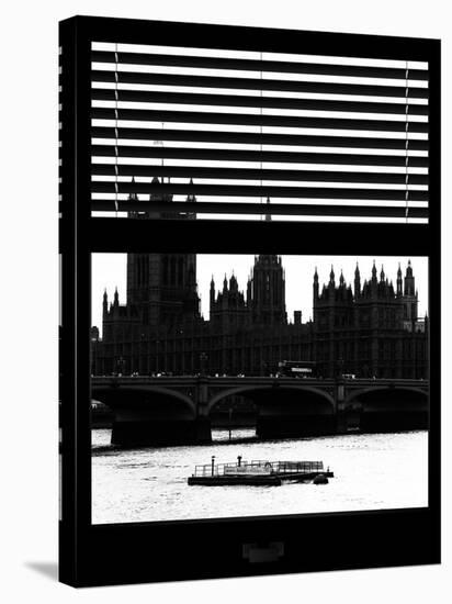 Window View of Parliament and Westminster Bridge - Big Ben - River Thames - City of London - UK-Philippe Hugonnard-Stretched Canvas