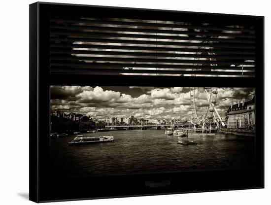 Window View of River Thames with London Eye (Millennium Wheel) - City of London - UK - England-Philippe Hugonnard-Framed Stretched Canvas