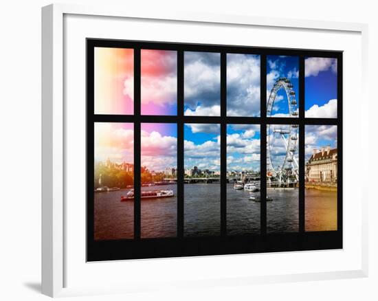 Window View of River Thames with London Eye (Millennium Wheel) - City of London - UK - England-Philippe Hugonnard-Framed Photographic Print