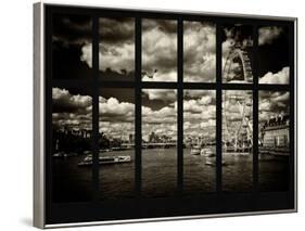 Window View of River Thames with London Eye (Millennium Wheel) - City of London - UK - England-Philippe Hugonnard-Framed Photographic Print