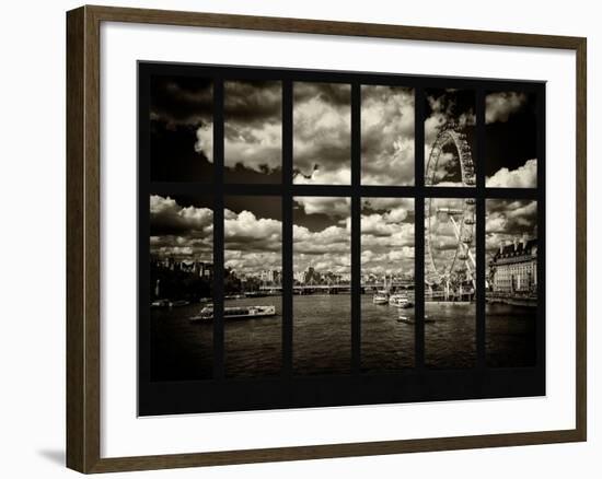 Window View of River Thames with London Eye (Millennium Wheel) - City of London - UK - England-Philippe Hugonnard-Framed Photographic Print