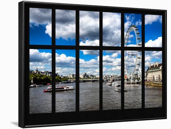 Window View of River Thames with London Eye (Millennium Wheel) - City of London - UK - England-Philippe Hugonnard-Framed Photographic Print