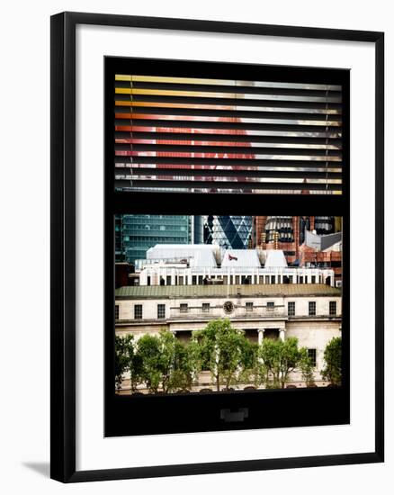 Window View of the 30 St Mary Axe and the Custom House of Royal Victoria Dock - London - UK-Philippe Hugonnard-Framed Photographic Print