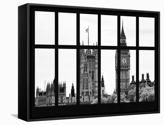 Window View of the Houses of Parliament and Big Ben - City of London - UK-Philippe Hugonnard-Framed Stretched Canvas