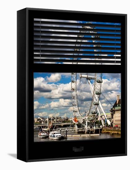 Window View of the Millennium Wheel (London Eye) and River Thames - City of London - UK - England-Philippe Hugonnard-Framed Stretched Canvas