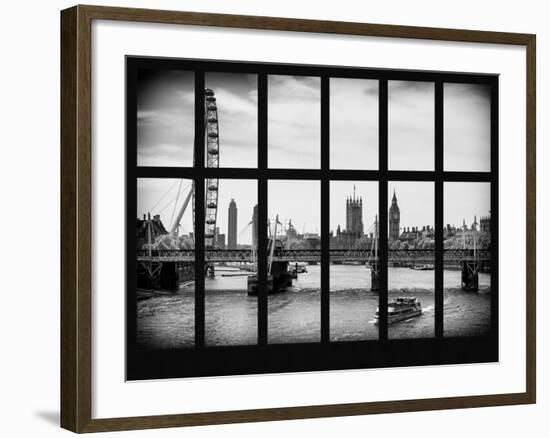 Window View of the Millennium Wheel with Houses of Parliament and Big Ben - London - UK-Philippe Hugonnard-Framed Photographic Print