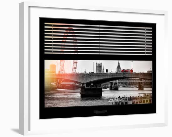 Window View of Waterloo Bridge with the Millennium Wheel and Big Ben - London - UK - England-Philippe Hugonnard-Framed Photographic Print