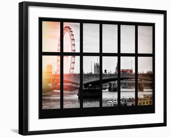 Window View of Waterloo Bridge with the Millennium Wheel and Big Ben - London - UK - England-Philippe Hugonnard-Framed Photographic Print