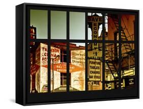 Window View - Old Commercial Signs on Building Facades - Philadelphia-Philippe Hugonnard-Framed Stretched Canvas