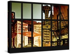 Window View - Old Commercial Signs on Building Facades - Philadelphia-Philippe Hugonnard-Stretched Canvas