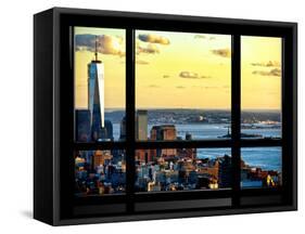 Window View, One World Trade Center (1WTC) at Sunset, Midtown Manhattan, New York-Philippe Hugonnard-Framed Stretched Canvas