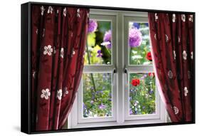 Window View onto Wild Summer Garden-MrEco99-Framed Stretched Canvas