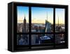 Window View, Skyline at Sunset, Midtown Manhattan, Hudson River, New York-Philippe Hugonnard-Framed Stretched Canvas