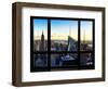 Window View, Skyline at Sunset, Midtown Manhattan, Hudson River, New York-Philippe Hugonnard-Framed Photographic Print