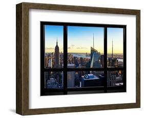 Window View, Skyline at Sunset, Midtown Manhattan, Hudson River, New York-Philippe Hugonnard-Framed Photographic Print