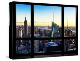 Window View, Skyline at Sunset, Midtown Manhattan, Hudson River, New York-Philippe Hugonnard-Stretched Canvas