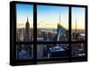 Window View, Skyline at Sunset, Midtown Manhattan, Hudson River, New York-Philippe Hugonnard-Stretched Canvas