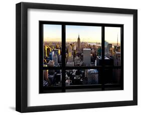 Window View, Skyline at Sunset, Midtown Manhattan, Hudson River, New York-Philippe Hugonnard-Framed Photographic Print