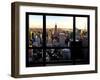 Window View, Skyline at Sunset, Midtown Manhattan, Hudson River, New York-Philippe Hugonnard-Framed Premium Photographic Print