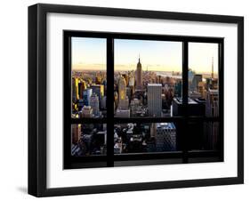 Window View, Skyline at Sunset, Midtown Manhattan, Hudson River, New York-Philippe Hugonnard-Framed Premium Photographic Print