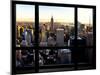 Window View, Skyline at Sunset, Midtown Manhattan, Hudson River, New York-Philippe Hugonnard-Mounted Premium Photographic Print