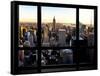 Window View, Skyline at Sunset, Midtown Manhattan, Hudson River, New York-Philippe Hugonnard-Framed Stretched Canvas