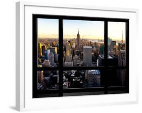 Window View, Skyline at Sunset, Midtown Manhattan, Hudson River, New York-Philippe Hugonnard-Framed Photographic Print