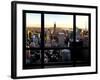 Window View, Skyline at Sunset, Midtown Manhattan, Hudson River, New York-Philippe Hugonnard-Framed Photographic Print