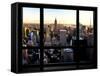 Window View, Skyline at Sunset, Midtown Manhattan, Hudson River, New York-Philippe Hugonnard-Framed Stretched Canvas