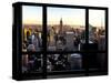 Window View, Skyline at Sunset, Midtown Manhattan, Hudson River, New York-Philippe Hugonnard-Stretched Canvas