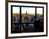 Window View, Skyline at Sunset, Midtown Manhattan, Hudson River, New York-Philippe Hugonnard-Framed Photographic Print