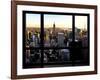 Window View, Skyline at Sunset, Midtown Manhattan, Hudson River, New York-Philippe Hugonnard-Framed Photographic Print