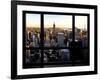 Window View, Skyline at Sunset, Midtown Manhattan, Hudson River, New York-Philippe Hugonnard-Framed Photographic Print