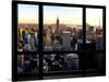 Window View, Skyline at Sunset, Midtown Manhattan, Hudson River, New York-Philippe Hugonnard-Stretched Canvas