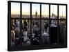 Window View - Skyline of Manhattan with the Empire State Building - Times Square - NYC-Philippe Hugonnard-Stretched Canvas