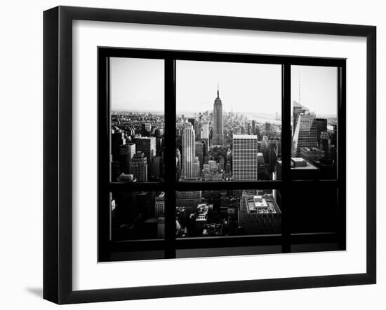 Window View, Skyscrapers and Empire State Building Views, Midtown Manhattan, Hudson River, New York-Philippe Hugonnard-Framed Photographic Print