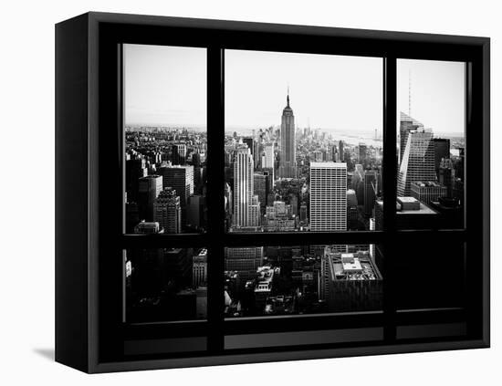 Window View, Skyscrapers and Empire State Building Views, Midtown Manhattan, Hudson River, New York-Philippe Hugonnard-Framed Stretched Canvas