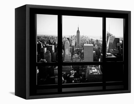 Window View, Skyscrapers and Empire State Building Views, Midtown Manhattan, Hudson River, New York-Philippe Hugonnard-Framed Stretched Canvas