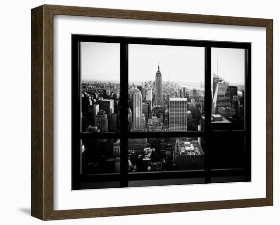 Window View, Skyscrapers and Empire State Building Views, Midtown Manhattan, Hudson River, New York-Philippe Hugonnard-Framed Premium Photographic Print