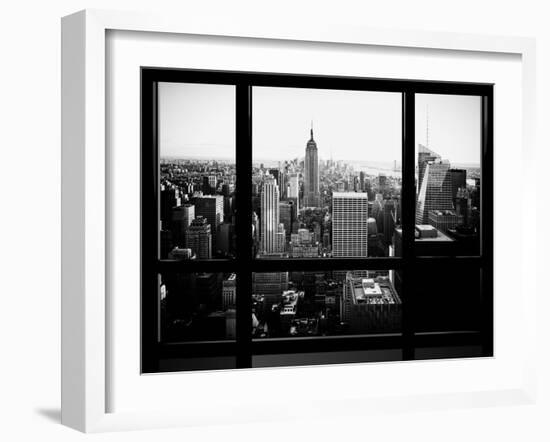 Window View, Skyscrapers and Empire State Building Views, Midtown Manhattan, Hudson River, New York-Philippe Hugonnard-Framed Premium Photographic Print