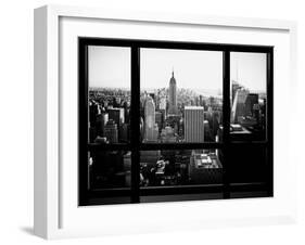 Window View, Skyscrapers and Empire State Building Views, Midtown Manhattan, Hudson River, New York-Philippe Hugonnard-Framed Premium Photographic Print