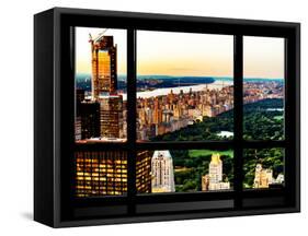 Window View, Skyscrapers, Central Park and Upper West Side Views at Nightfall, Manhattan, New York-Philippe Hugonnard-Framed Stretched Canvas