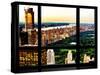 Window View, Skyscrapers, Central Park and Upper West Side Views at Nightfall, Manhattan, New York-Philippe Hugonnard-Stretched Canvas