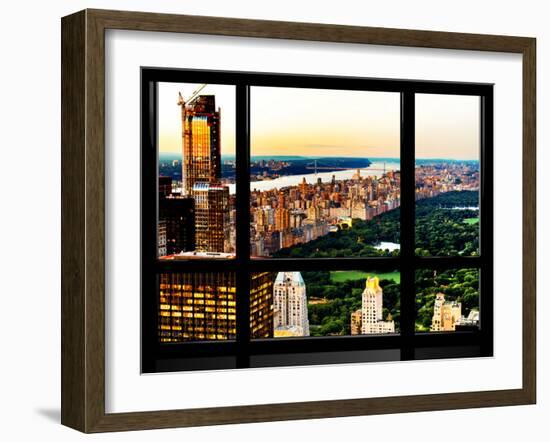 Window View, Skyscrapers, Central Park and Upper West Side Views at Nightfall, Manhattan, New York-Philippe Hugonnard-Framed Premium Photographic Print