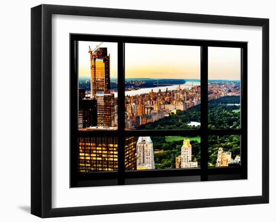Window View, Skyscrapers, Central Park and Upper West Side Views at Nightfall, Manhattan, New York-Philippe Hugonnard-Framed Premium Photographic Print